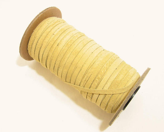 3/16" Flat, Pig Suede Leather Lacing in Light Mustard (10 YDS) 0187NP5 Yellow