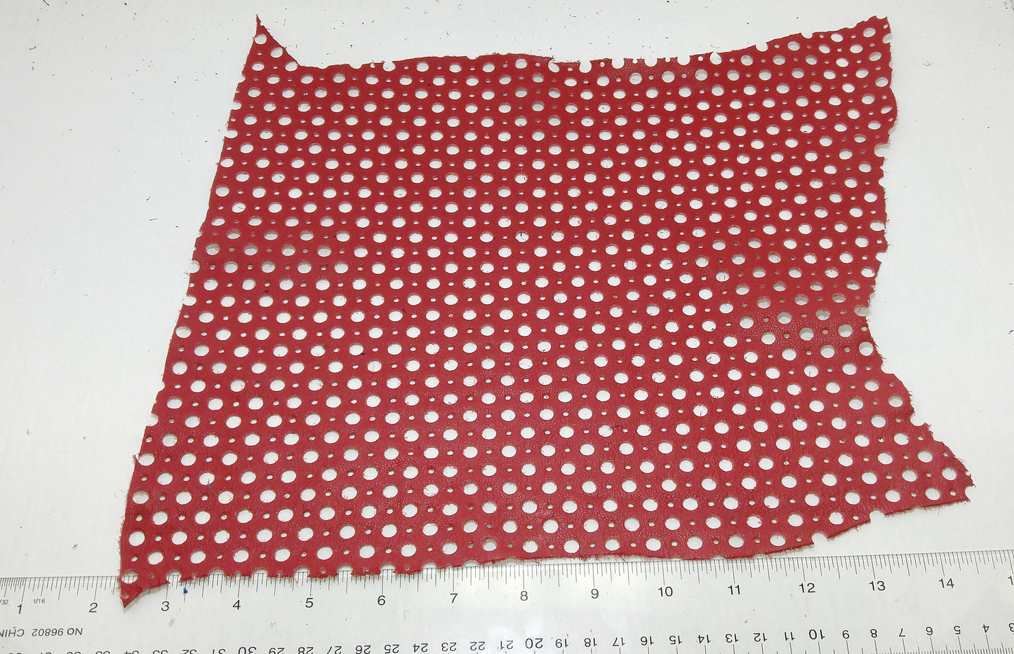 Red Climax Cowhide Perforated Leather Piece 4P1- leather scraps; eco friendly; scrapbooking; crafting 17012018-4P1-7