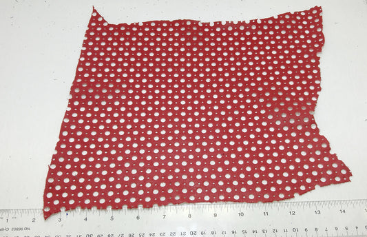 Red Climax Cowhide Perforated Leather Piece 4P1- leather scraps; eco friendly; scrapbooking; crafting 17012018-4P1-7