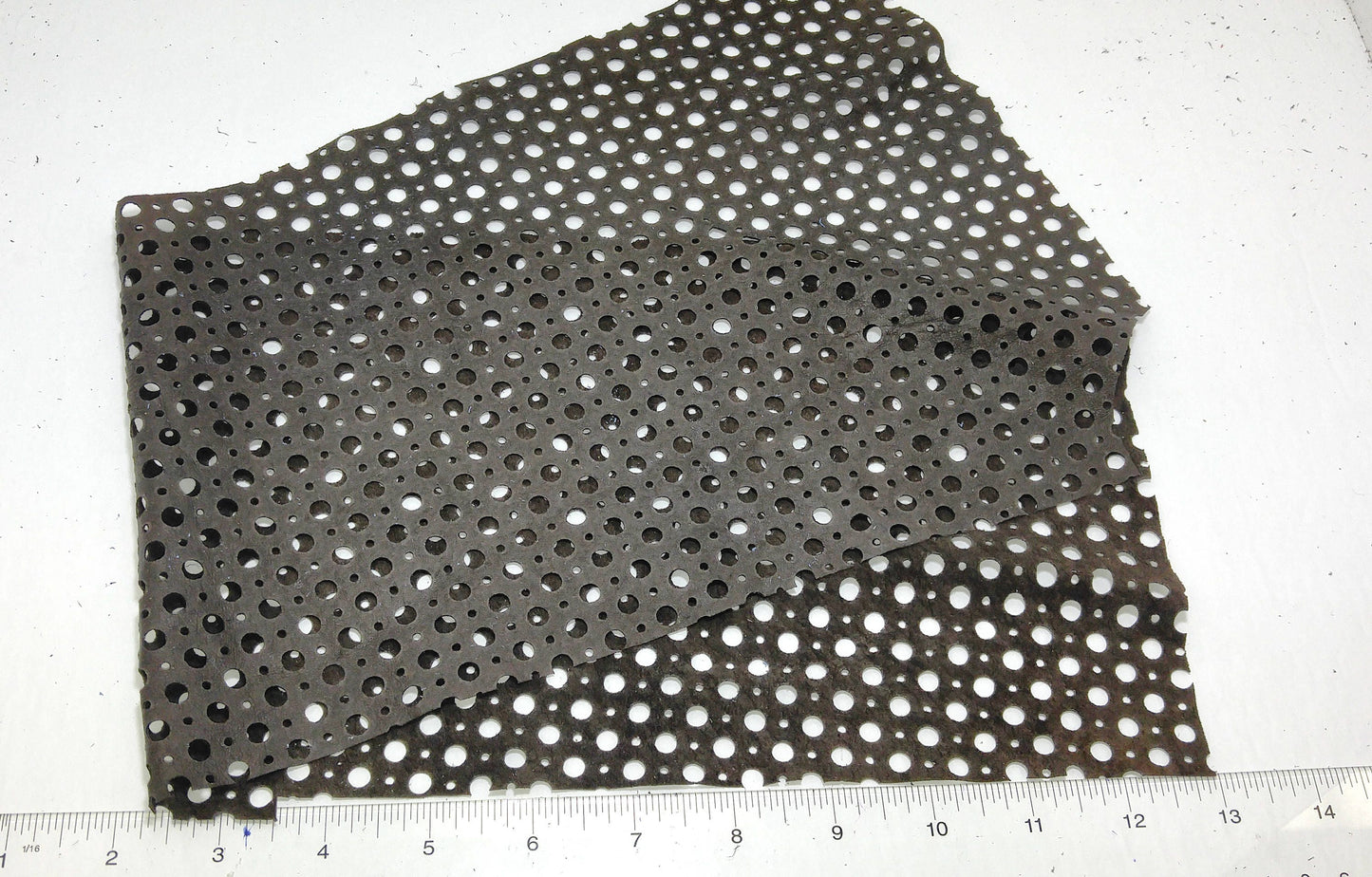 Perforated Pig Suede Leather Piece in Brown 4P1- leather scraps; eco friendly; scrapbooking; crafting 17012018-4P1-19