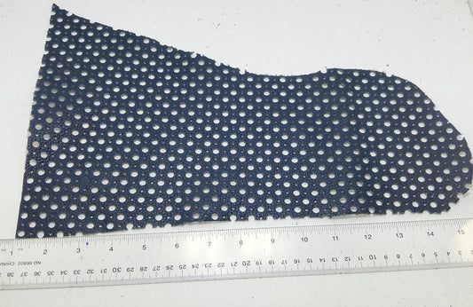 Navy Blue Grain Cowhide Perforated Leather Piece 4P1- leather scraps; eco friendly; scrapbooking; crafting 17012018-4P1-20