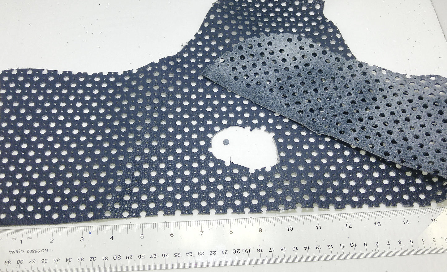 Navy Blue Grain Cowhide Perforated Leather Piece 4P1- leather scraps; eco friendly; scrapbooking; crafting 17012018-4P1-27
