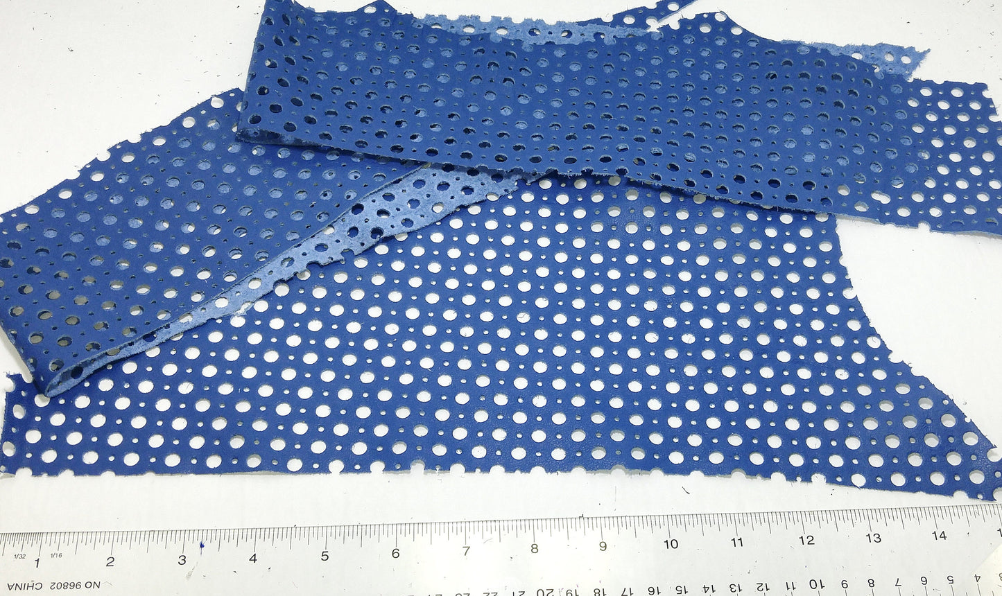Blue Climax Perforated Cowhide Leather Pieces 4P1- leather scraps; eco friendly; scrapbooking; crafting 17012018-4P1-29