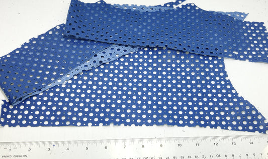 Blue Climax Perforated Cowhide Leather Pieces 4P1- leather scraps; eco friendly; scrapbooking; crafting 17012018-4P1-29