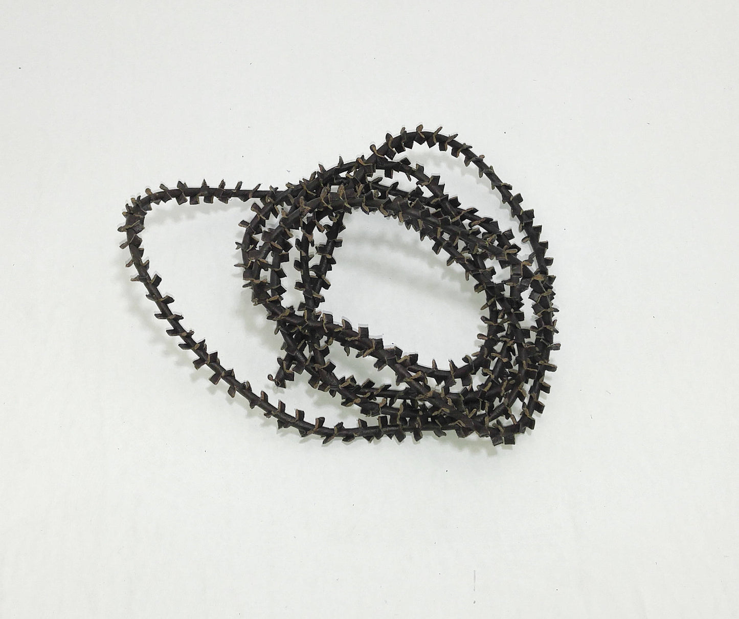 DAMAGED - Thin Round Reinforced "Barbed Wire" Leather Jewelry Cord in Genuine Black Cowhide (1 YD) 3521XD9  OOAK; Unique Item; One of a kind