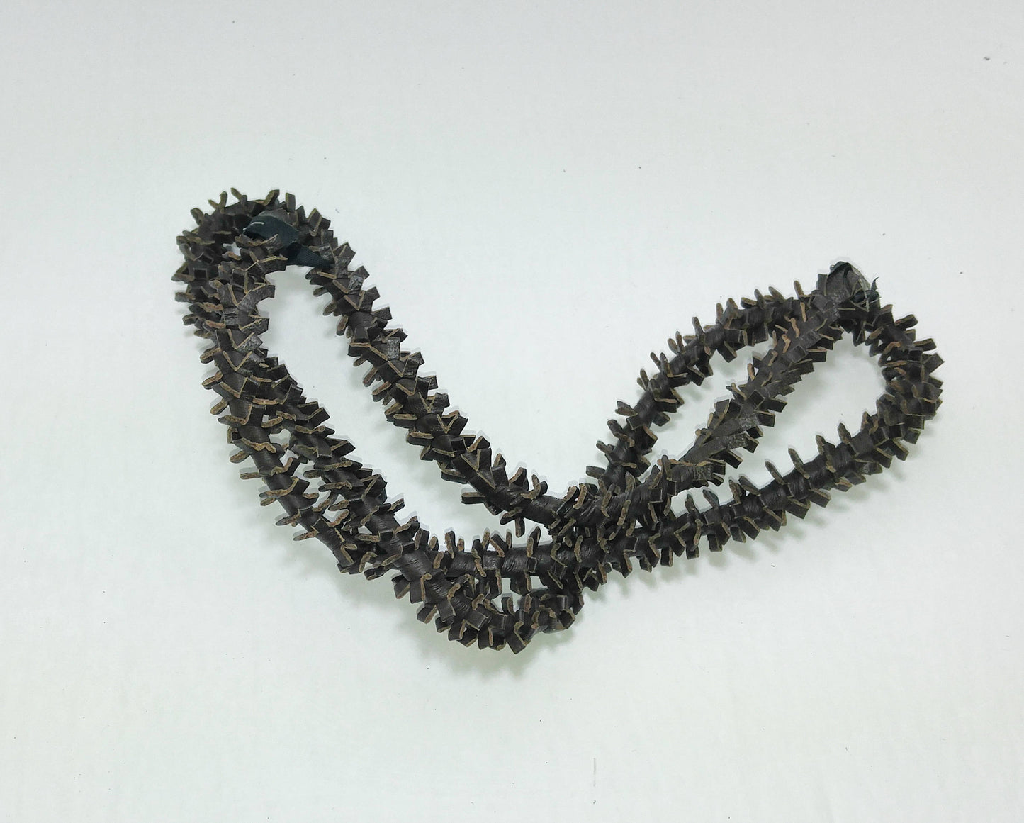 Medium Round Reinforced "Barbed Wire" Leather Jewelry Cord in Genuine Black Cowhide 3609XD9  OOAK; Unique Item; One of a kind