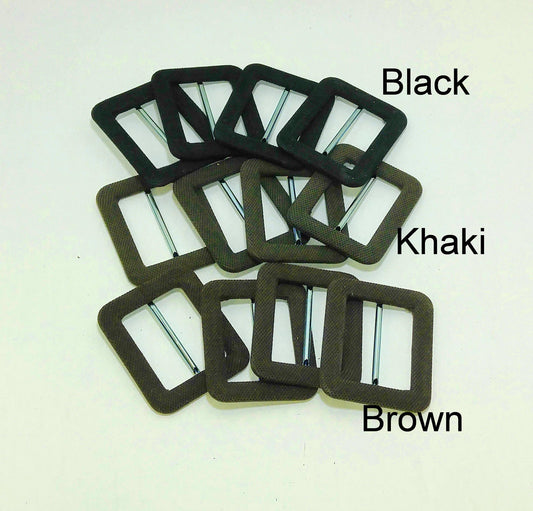 Fabric Covered Buckles in Black, Brown, and Green - 1", 2", 2.5" Square, Rectangle, LOOK