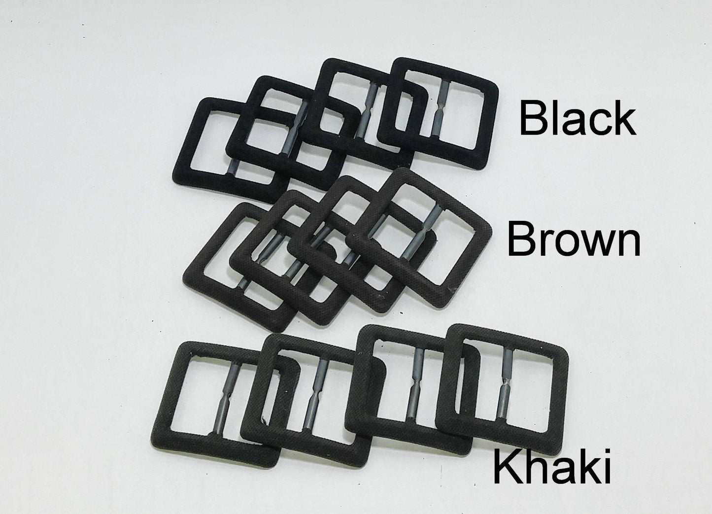 Fabric Covered Buckles in Black, Brown, and Green - 1", 2", 2.5" Square, Rectangle, LOOK