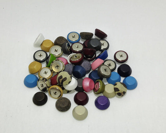 25 Cowhide Leather Covered  Buttons 30 Line, RANDOM Color Assortment Pivot Back; crafters; scrapbooking; arts and crafts; fez buttons