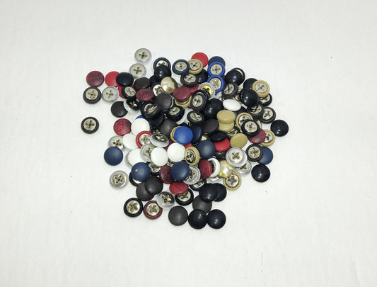 20 Cowhide Leather Covered Buttons 16 Line, RANDOM Color Assortment Pivot Back; crafters; scrapbooking; arts and crafts; Half Ball