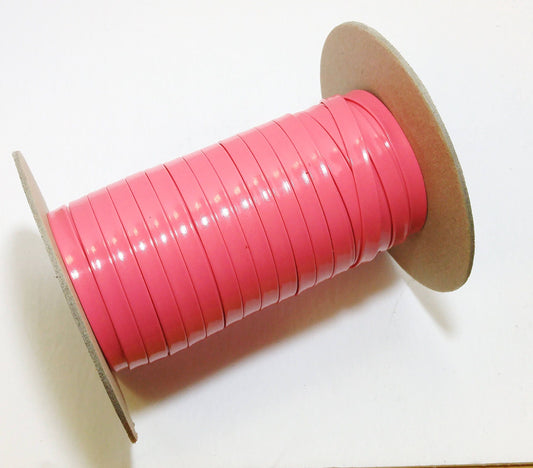 1/4" Polyurethane Leatherette Stripping in Pink Patent (10 yds) 0250BUPU faux leather strips; jewelry cord; trimming; vegan leather trim