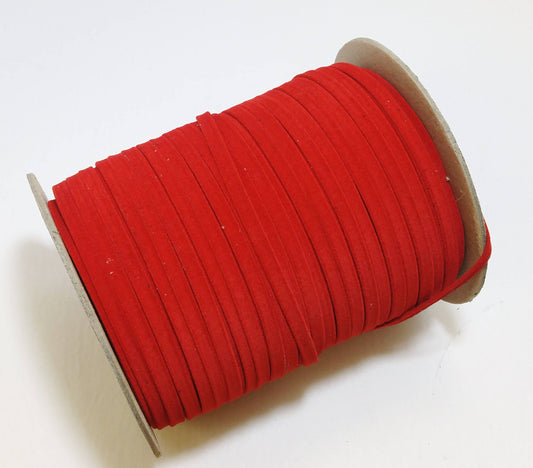 1/4" Polyurethane Faux Suede Stripping in Red (10 yds) 0250BUPU faux leather strips; jewelry cord; trimming; vegan leather trim
