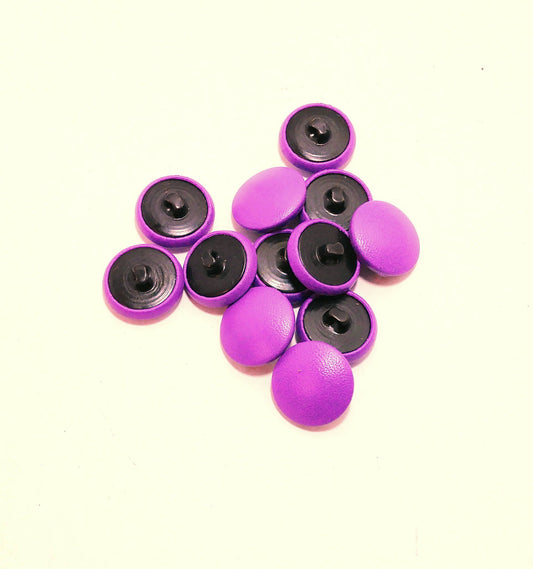 30 Line, Cowhide Leather Covered, Hopper Back Buttons in Purple Grape (12 PC.)