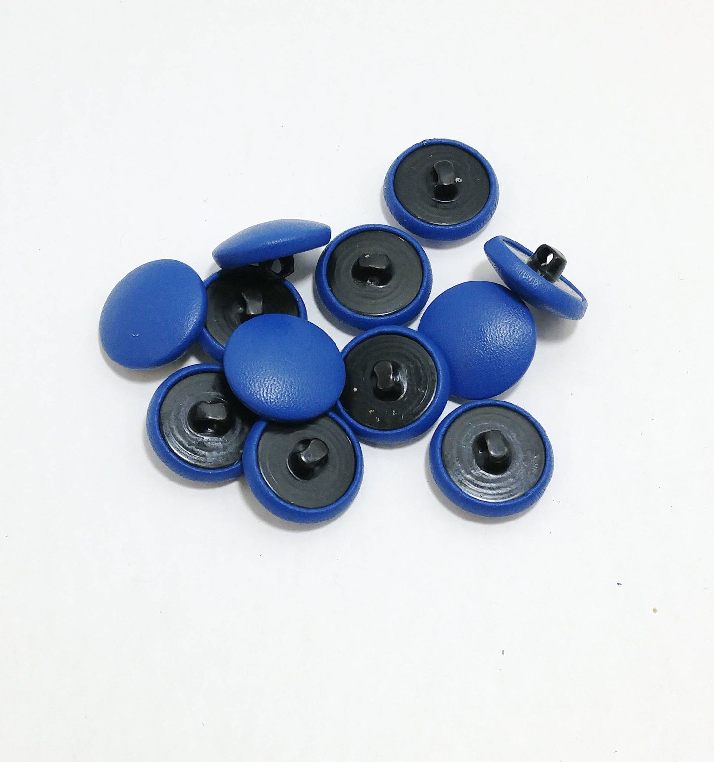 36 Line, Cowhide Leather Covered, Hopper Back Buttons in Blue Climax (12 PC.)