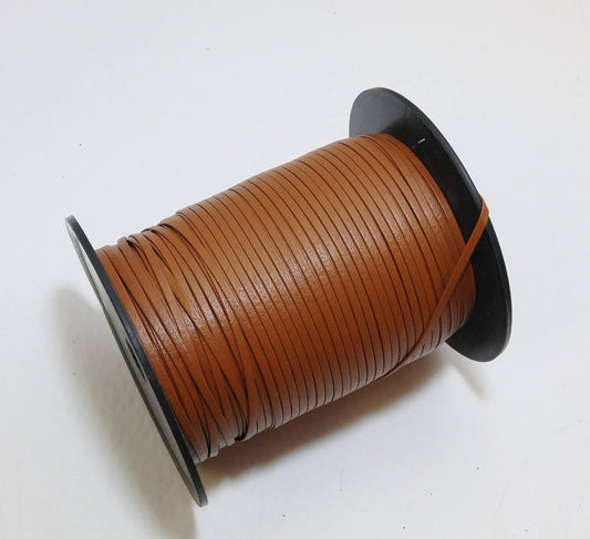 1/8" Leatherette Lacing Double-folded in Tan (10 yds) 0125BUNAT - faux leather; vegan; stripping; cord; sewing; crafts