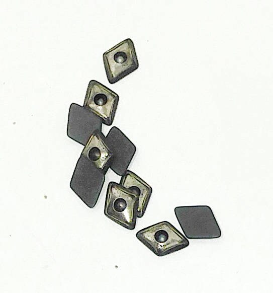Pack of 10 Diamond Shaped Buttons in Black (10mm) - scrapbooking; crafting; leatherworking; garments;