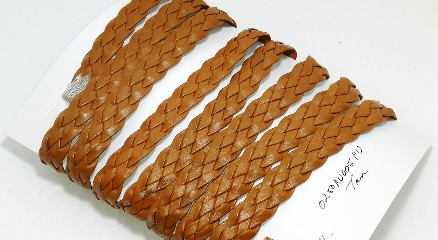 1/4" 5 Strand Braid in Tan Polyurethane Faux Leather (3 yards and 1 foot) OOAK; Unique Item; One of a kind 0250RU005