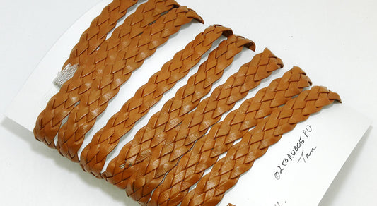 1/4" 5 Strand Braid in Tan Polyurethane Faux Leather (3 yards and 1 foot) OOAK; Unique Item; One of a kind 0250RU005