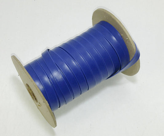 3/8"  Double Folded, Vegan Leather Strap in Blue Vinyl (5 YDS) 0375BV - straps; faux leather; handbag; sewing; crafting