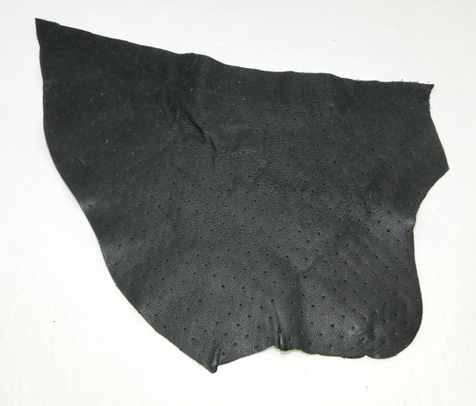Black Cowhide Perforated Leather Piece 3P7- leather scraps; eco friendly; scrapbooking; crafting 02082018-3P7