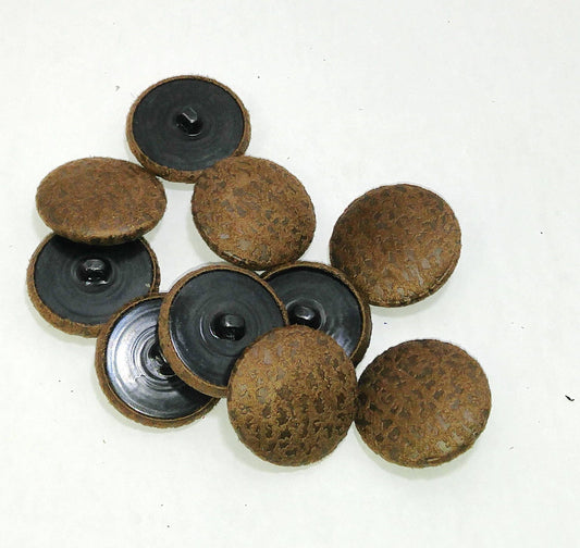 45 Line, Fabric Covered, Hopper Back Buttons in Brown Faux Suede (10 PC.)