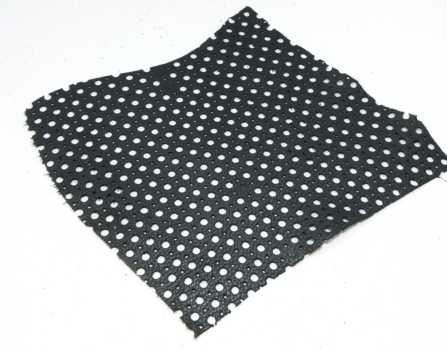Black Grainy Cowhide Perforated Leather Piece 56 square inches 4P1- leather scraps; eco friendly; scrapbooking; crafting