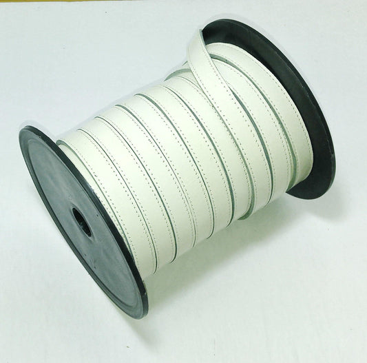1/2" Back to Back Stitched, Cowhide Leather Stripping in Cream Semi Lustre (3 YDS) 3028XC6 leather straps, leather strips, leather jewelry