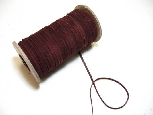 1/8" Flat, Pig Suede Lacing in Burgundy PS (10 YDS) 0125NP4 jewelry cord; DIY;dream catchers; leather crafts; tassels; fringe