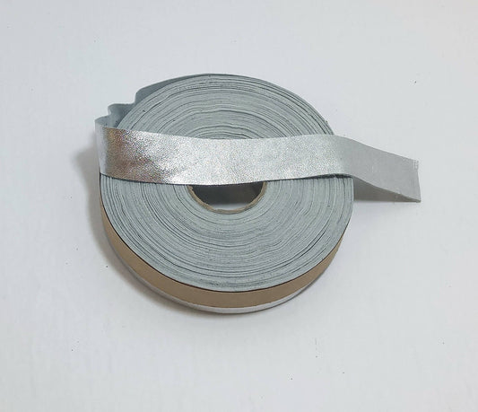 1-1/4" Flat, Lamb Leather Binding in Silver Metallic Lambskin (3 YDS) 1250NLD - trim, edge binding, leather tape