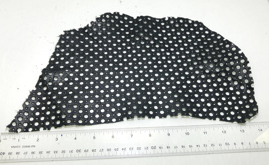Black Cowhide Perforated Leather Piece 4P1- leather scraps; eco friendly; scrapbooking; crafting 17012018-4P1-1