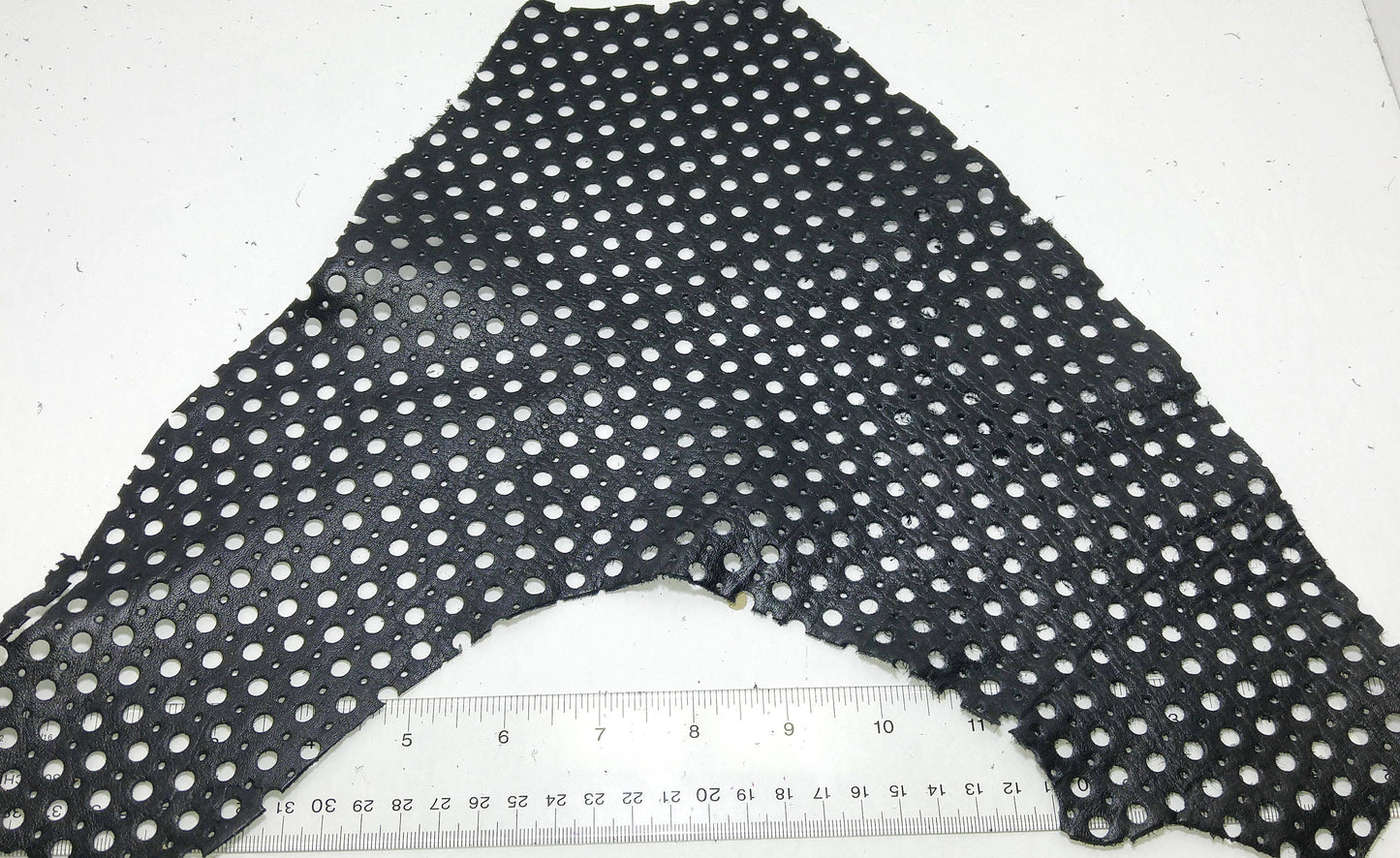 Black Fuji Cowhide Perforated Leather Piece 4P1- leather scraps; eco friendly; scrapbooking; crafting 17012018-4P1-4