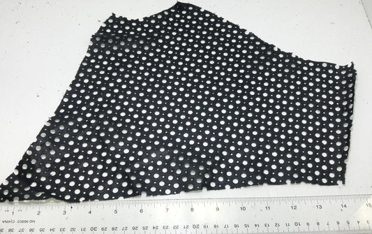 Black 1500 Cowhide Perforated Leather Piece 4P1- leather scraps; eco friendly; scrapbooking; crafting 17012018-4P1-10