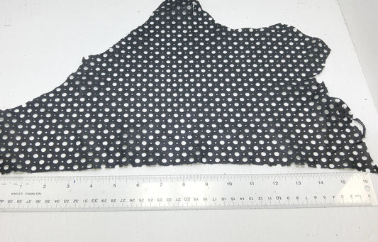 Black 1500 Cowhide Perforated Leather Piece 4P1- leather scraps; eco friendly; scrapbooking; crafting 17012018-4P1-17