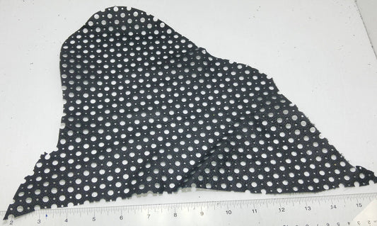 Black Grain Cowhide Perforated Leather Piece 4P1- leather scraps; eco friendly; scrapbooking; crafting 17012018-4P1-24