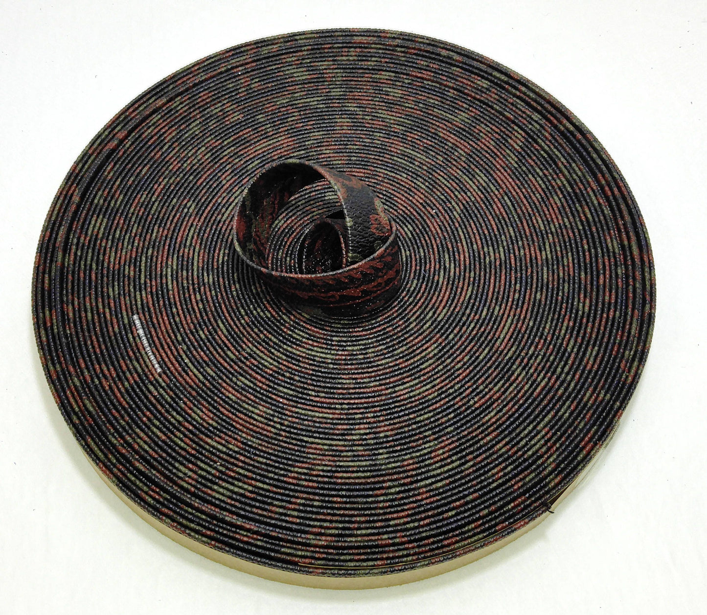 1"  Double Folded, Vegan Leather Strap in Dark Brown Paisley Print (3 YDS) 1000BUKOR - straps; faux suede; handbag; sewing; crafting