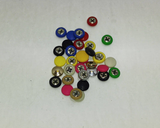 33 Cowhide Leather Covered  Buttons 12 Line, RANDOM Color Assortment Pivot Back; crafters; scrapbooking; arts and crafts; Half Ball