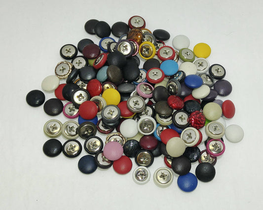 20 Cowhide Leather Covered  Buttons 20 Line, RANDOM Color Assortment Pivot Back; crafters; scrapbooking; arts and crafts; Half Ball
