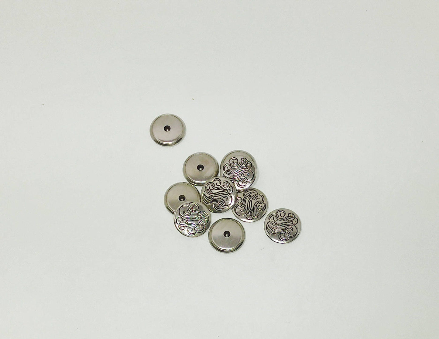 Pack of 10 Fancy Nickel Buttons Size 24L (5/8" or 16mm) - scrapbooking; crafting; leatherworking; garments; arts and crafts 9500SW shoe lock