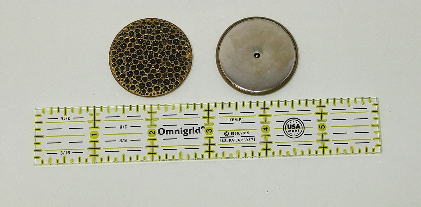 Pack of 6 Fancy Dark Antique Buttons Size 60L (1-1/2" or 38mm) -   1504/60 shoe locks; ornament; scrapbooking; sewing; arts and crafts