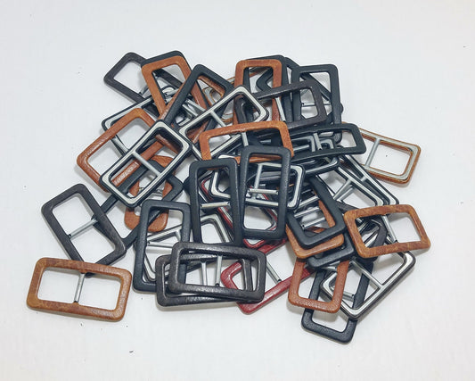 Lot of Leather Covered Buckles A6103 - 44 pieces 3/4" or 2CM (20mm)