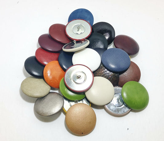Cowhide Leather Covered  Buttons 80 Line, Various Colors Upholstery Loop; crafters; scrapbooking; arts and crafts; HALF BALL