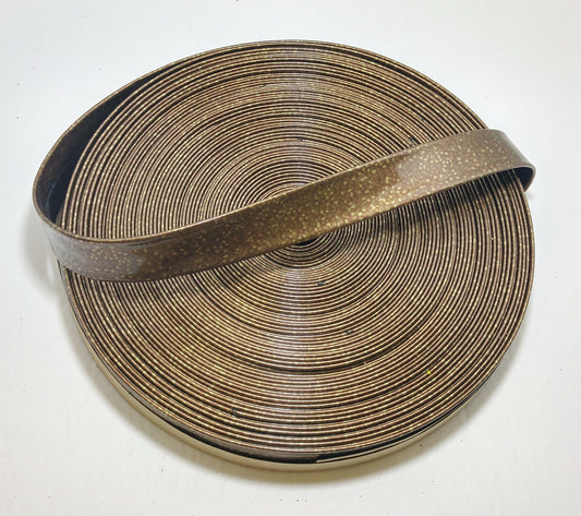 3/4"  Double Folded, Vegan Leather Strap in Shiny Spotted Bronze PU (5 YDS) 0750BUPU - straps; faux leather; handbag; sewing; crafting
