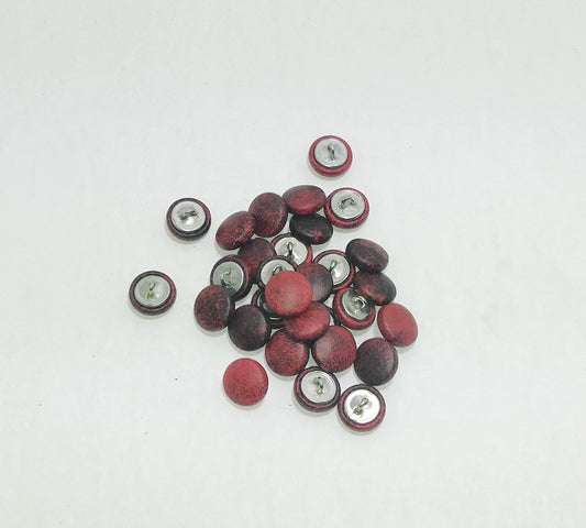30 x 16L Cowhide Leather Covered Buttons in Dirty Red Loop Back