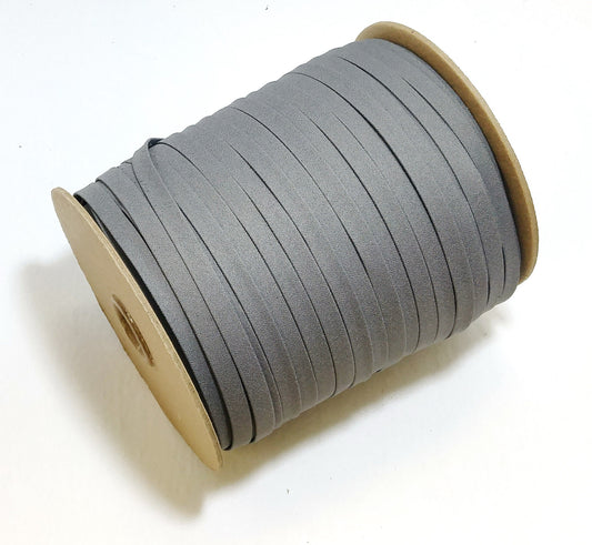 3/8" Polyurethane Fabric Stripping in Grey/Gray Peau de soie (10 yds) 0375BUPU faux leather strips; jewelry cord; trimming; vegan trim