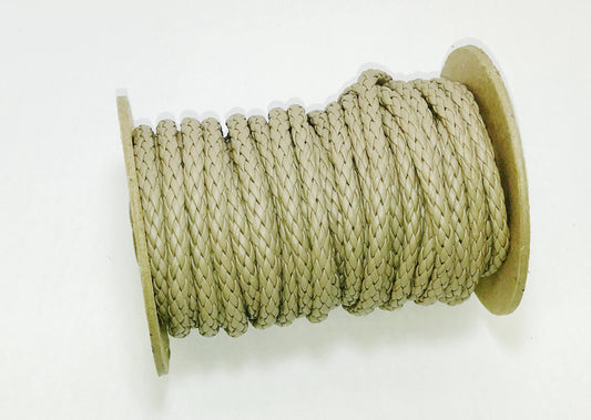 3/32" Double Folded and Reinforced 8 Strand Round Braid in Beige Cowhide Leather (1 YD) IMPERFECT ITEM good for crafting; straps; handles