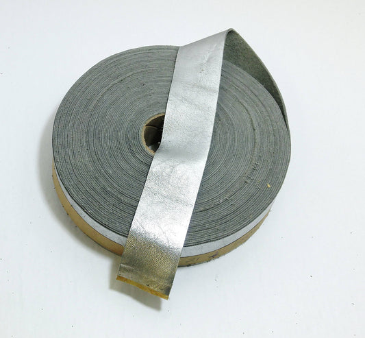 1-1/2" Flat, Cowhide Binding in Silver (2 YDS) 1500NDA trim tape; edge binding; leather tape