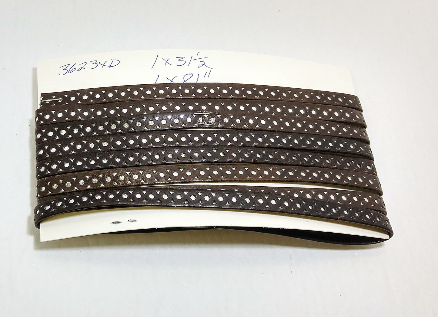3/8" wide Brown/Silver Underlay Genuine Leather Decorative Trim - sewing; crafting; decoration TWO PIECES