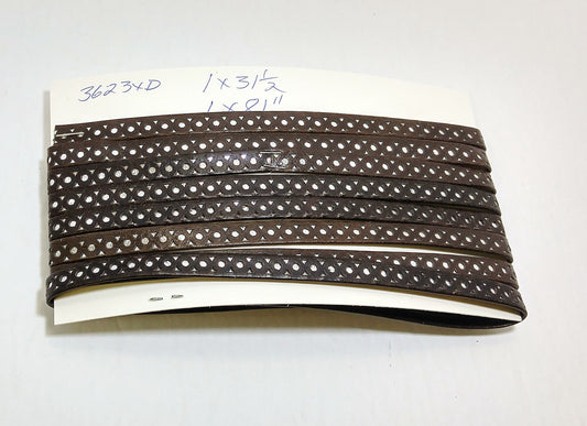 3/8" wide Brown/Silver Underlay Genuine Leather Decorative Trim - sewing; crafting; decoration TWO PIECES