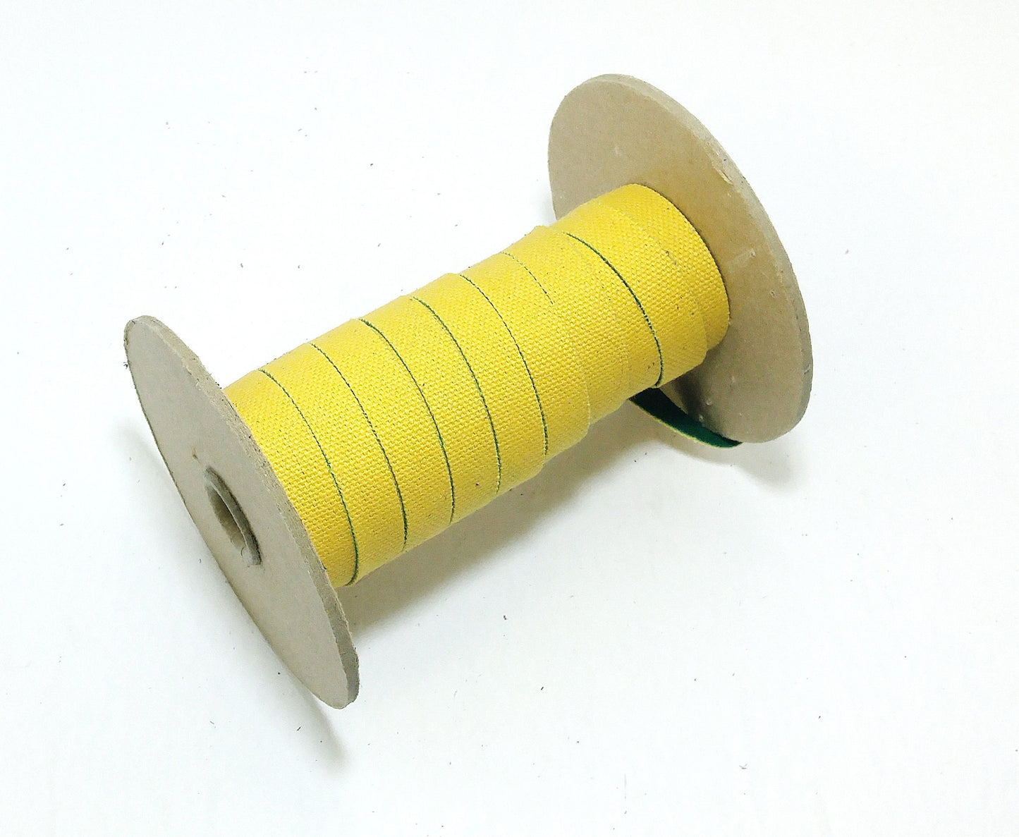 1/2" Flat Canvas Trim on Green Cotton Backing in Yellow