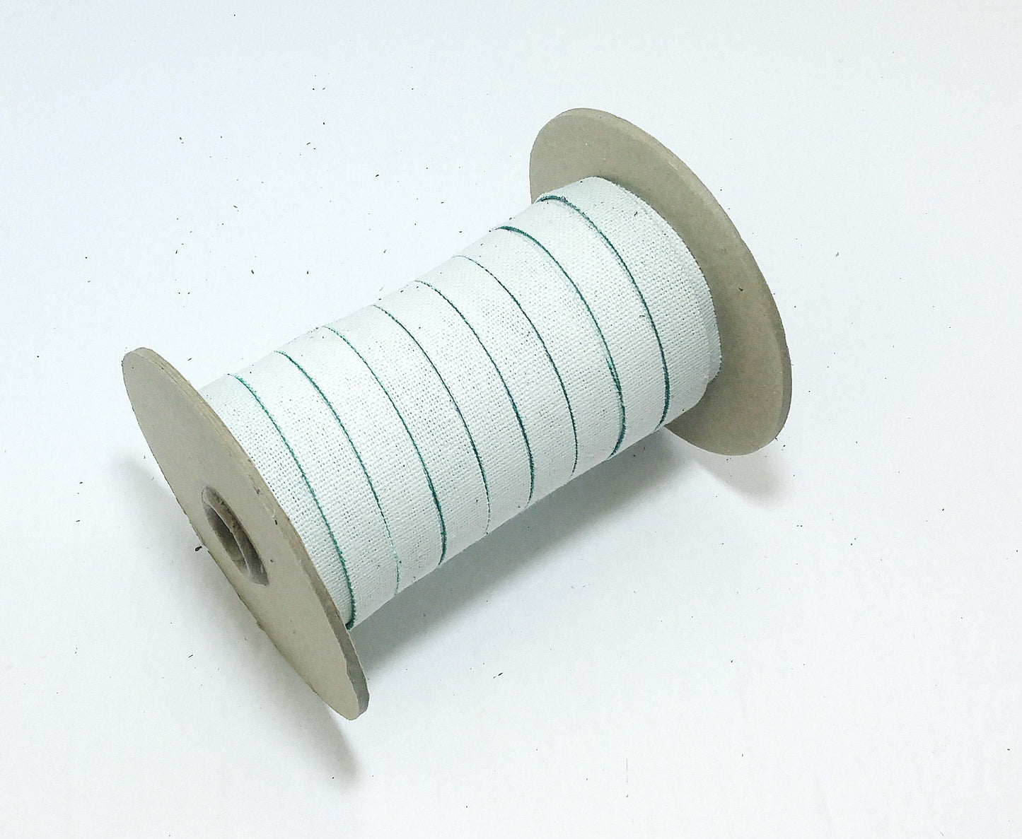 1/2" Flat Canvas Trim on Green Cotton Backing in White (10 YDS)